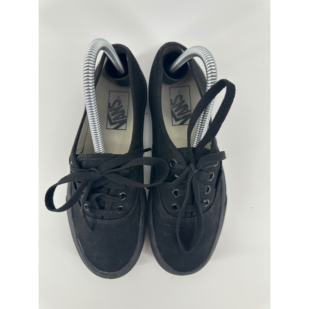 Vans Authentic Black Black Canvas Low Top Skate Shoes Mens 6 Womens 7.5 500714